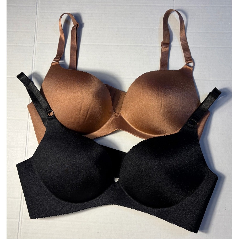 STRM LINE Intimates 2 Pack Wireless Push‎ Up Bra Black Brown 36C HK591125
